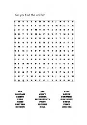 English Worksheet: Music Word Search