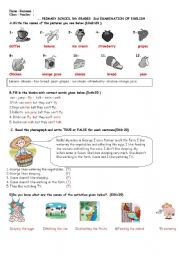 English Worksheet: An examnation for fifth grades