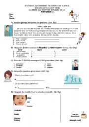 English Worksheet: an exam sample for 6th graders