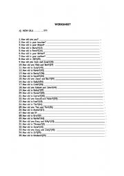 English Worksheet: ages