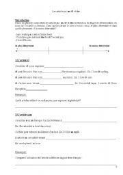 English Worksheet: articles 