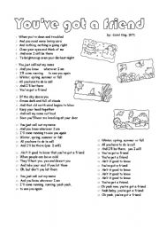 Carol King Classic You Ve Got A Friend 2 Pages Esl Worksheet By Mariong