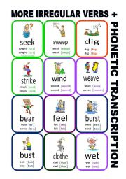 Set10: Irregular verbs cards + phonetic transcription