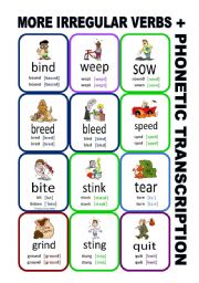 Set11: Irregular verbs cards + phonetic transcription