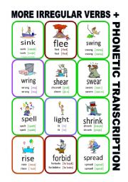 Set9: Irregular verbs cards + phonetic transcription