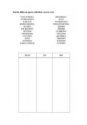 English worksheet: Sport verbs