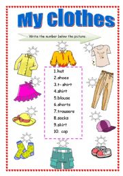 My clothes - ESL worksheet by saifonduan