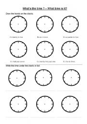 English Worksheet: whats the time?