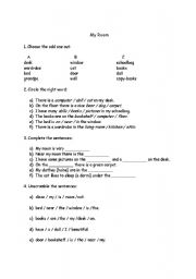 English Worksheet: My Room