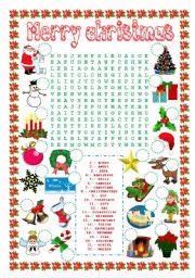 word search (christmas) and number the pictures