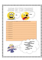 English worksheet: Jobs in the house - likes and dislikes