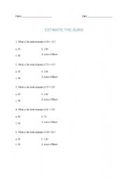 English Worksheet: Estimate and Practice rounding numbers