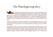 English worksheet: The Thanksgiving story