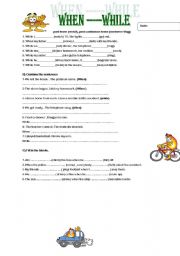 English Worksheet: whwn and while