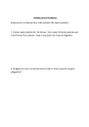 English Worksheet: Holiday Word Problems