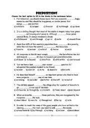 English Worksheet: Prepositions