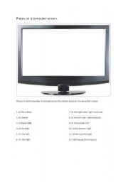 English worksheet: Places on a computer screen