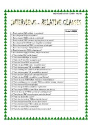 RELATIVE CLAUSES sPeAkInG aCtIvItY or USE IT AS A WARMER!