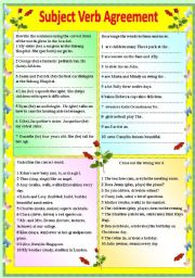 Subject Verb Agreement (with answer key) **editable