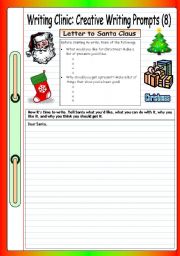 Writing Clinic: Creative Writing Prompts (8) - Letter to Santa Claus