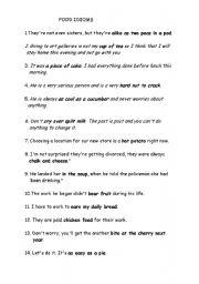 English Worksheet: FOOD IDOMS