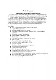 English Worksheet: Auditory learning style