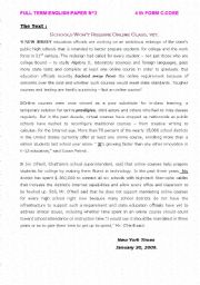 FULL TERM ENGLISH PAPER N2 FOR 4th FORM C.CORE TUNISIAN CURRICULUM