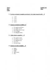 English Worksheet: Time test