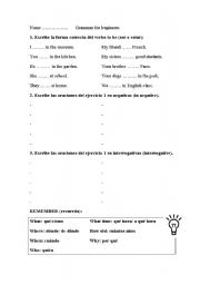 English Worksheet: to be