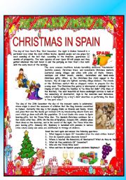 CHRISTMAS AROUND THE WORLD - PART 1 - SPAIN (B&W VERSION INCLUDED) - READING COMPREHENSION