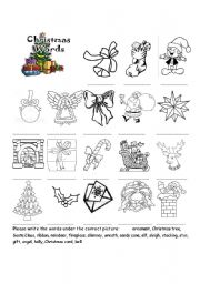 Christmas vocabulary pictionary and Letter to Santa writing