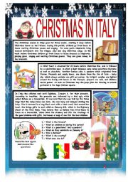 CHRISTMAS AROUND THE WORLD - PART 2 - ITALY (B&W VERSION INCLUDED) - READING COMPREHENSION