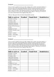 English Worksheet: In class and at home skills checklist