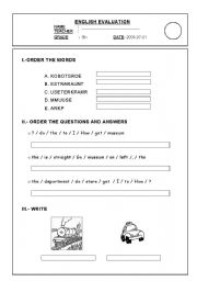 English Worksheet: TEST FOR PRIMARY LEVEL