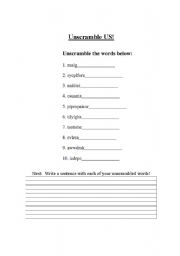 English worksheet: scramble