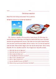 English Worksheet: Reading Comprehention Back to school