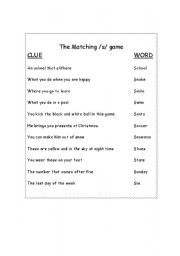 English worksheet: /s/ articulation matching game