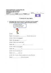 English Worksheet: 1st day of class