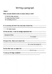 English worksheets: safety at work