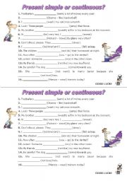 English Worksheet: present simple or continuous