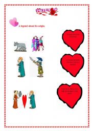 English worksheet: valentines day legend for beginner Ss