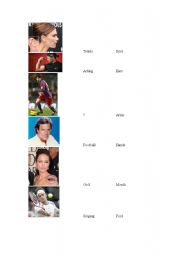 English Worksheet: celebs and body parts
