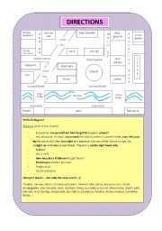 English Worksheet: Directions - giving directions, asking for the way