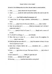 English Worksheet: Past Simple or Present Perfect