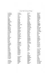 English Worksheet: Action Verbs for Resume Writing