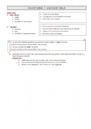 English Worksheet: countable uncountables