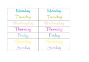English worksheet: days of the week memory game