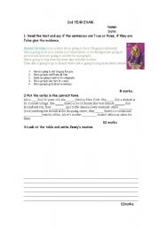 English worksheet: going to and past