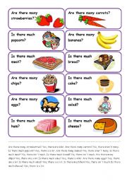 English Worksheet: SPEAKING CARDS - A LOT OF, MUCH, MANY