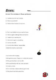 English worksheet: Correct errors